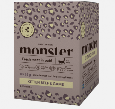 Monster Cat Pouches Kitten Beef & Game 85gx8kpl